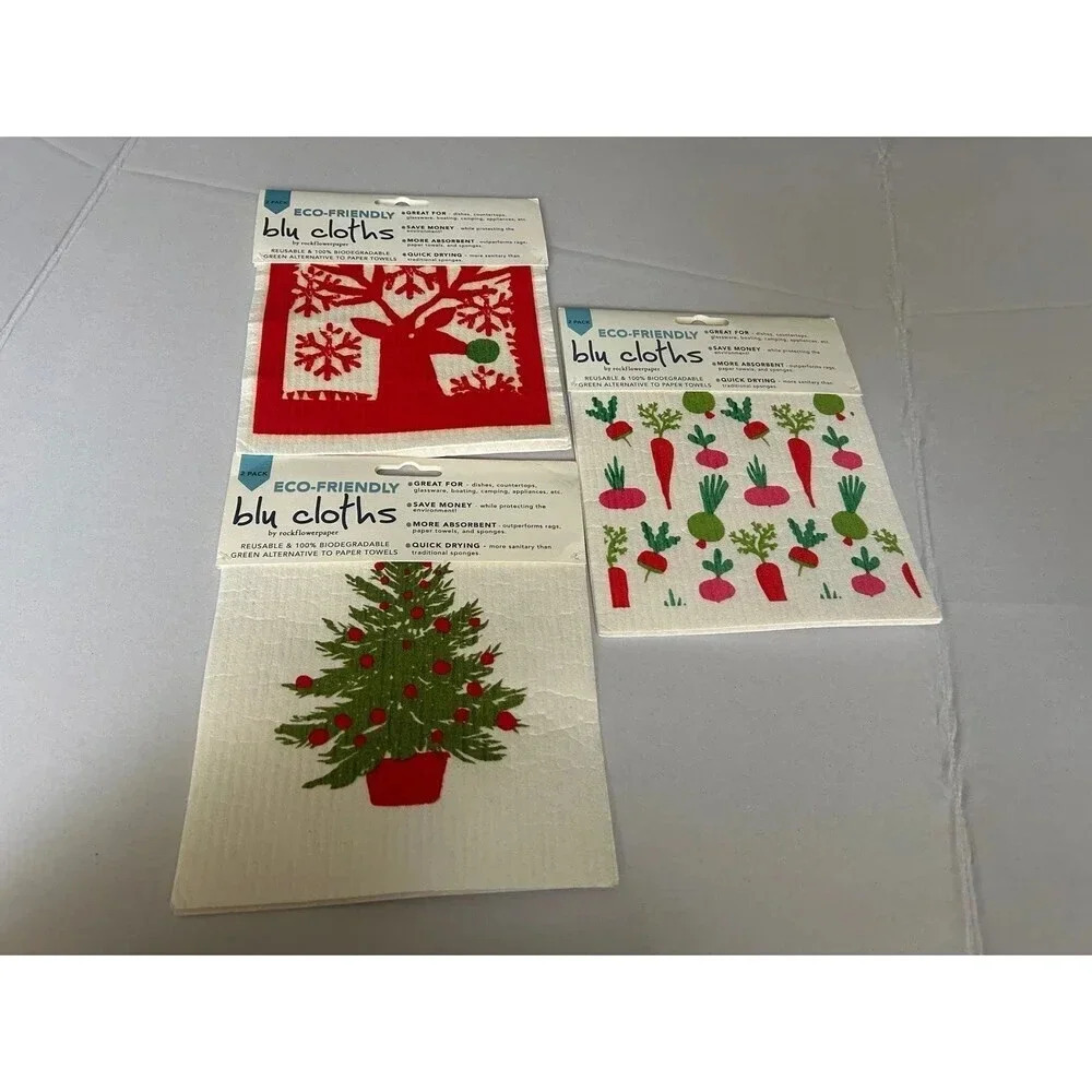 eco friendly blu cloths cleaning 3- 2packs Christmas Holiday